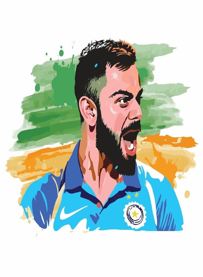 Sticker Yard Virat Kohli India Vinyl Wall Sticker for Living Room/Bedroom/Office and All Decorative Wall Stickers Size 55X46CM - Image 1