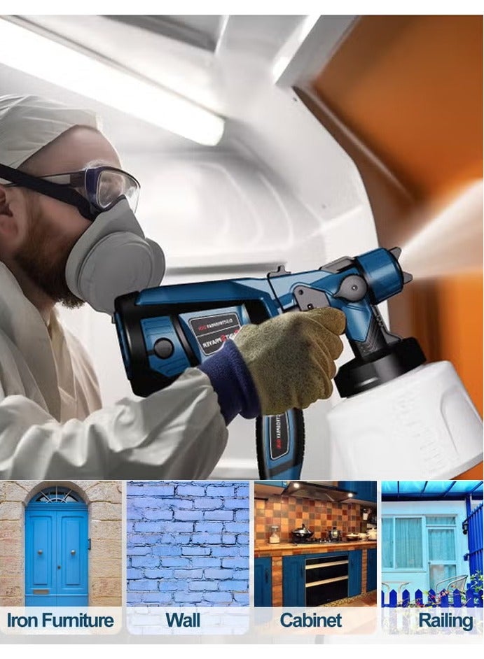بخاخ طلاء، مسدس رش طلاء HVLP بقوة ٨٠٠ وات، مسدس طلاء كهربائي ١٤٠٠ مل مع ٤ فوهات و٣ أنماط، للأثاث، الخزائن، السياج، الجدران، الأبواب، كراسي الحدائق  - Image 5