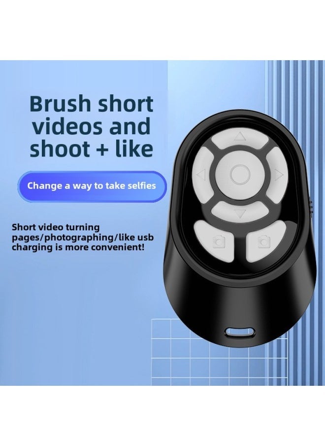 Mobile Phone Bluetooth Remote Control Multi-function Brush Video Reading Page Turning Artifact Photo Shooting Selfie Controller-Color:(Black) Rechargeable Short Video Flip Shooting Remote Control - Image 1