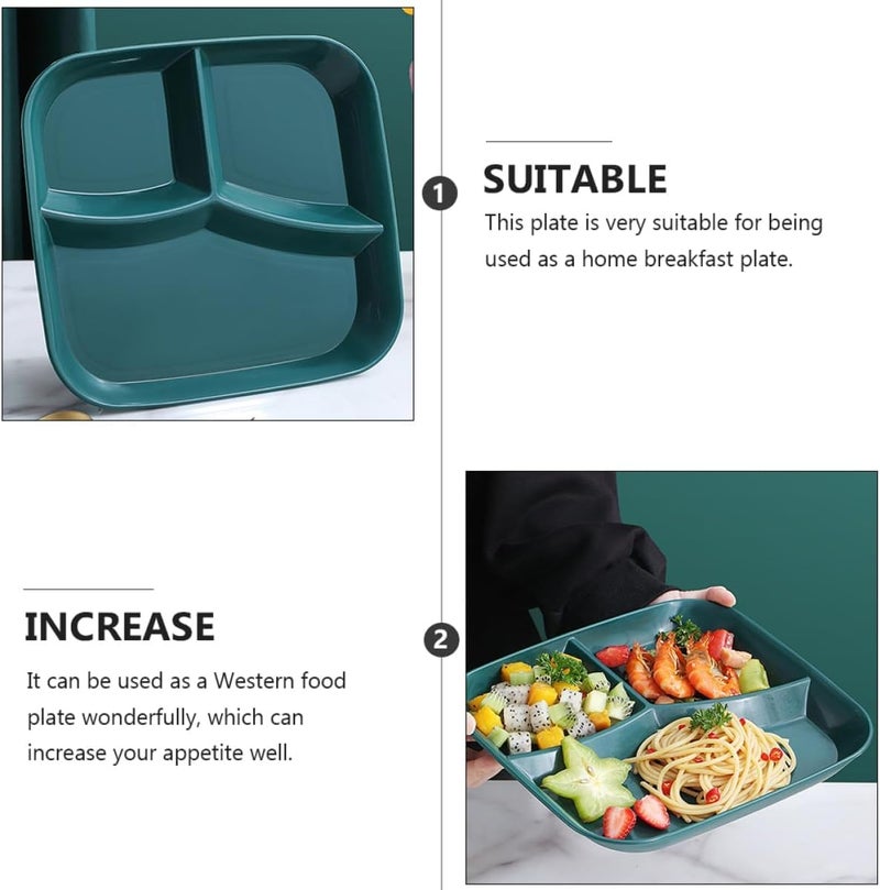 RoarCraft Divided Plates 10 Inch for Adults Portion Control Bariatric Plate Wheat Straw Plates with 3 Compartments Unbreakable Reusable Portion Control Plates BPA Free Mix 25CM 4PCs - Image 3
