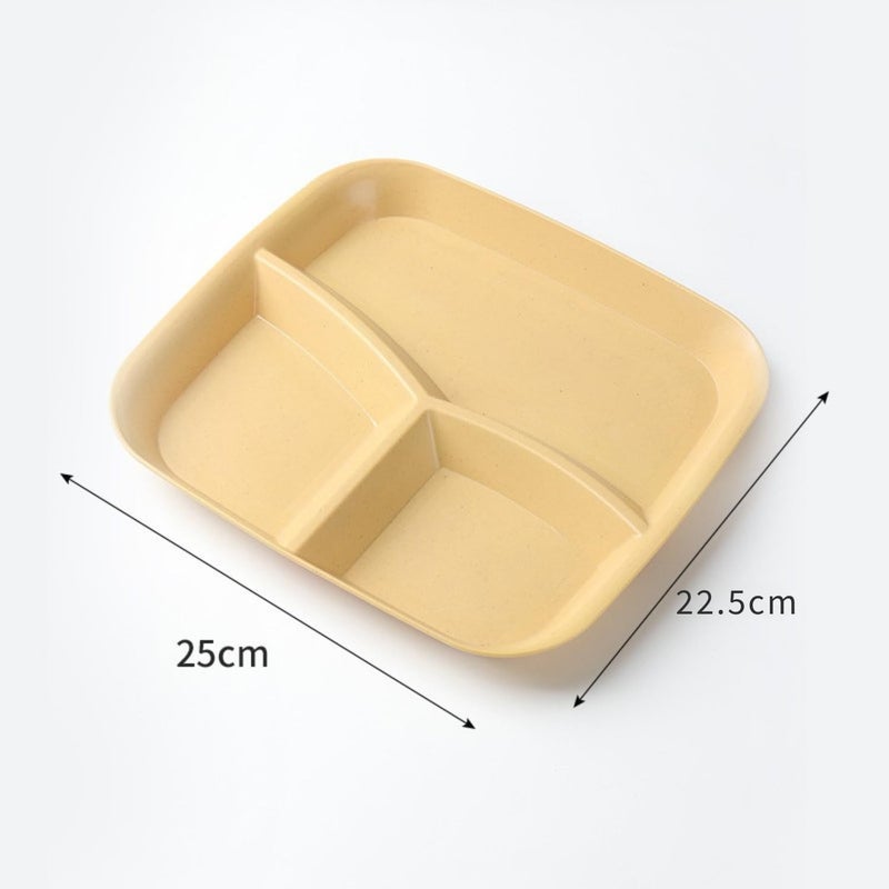 RoarCraft Divided Plates 10 Inch for Adults Portion Control Bariatric Plate Wheat Straw Plates with 3 Compartments Unbreakable Reusable Portion Control Plates BPA Free Mix 25CM 4PCs - Image 2