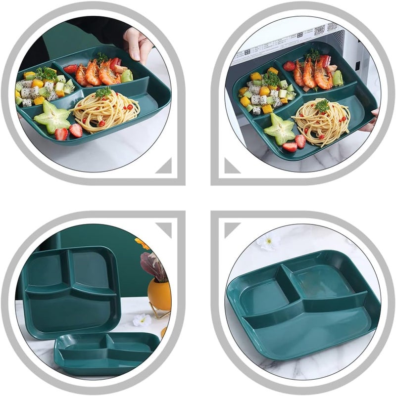 RoarCraft Divided Plates 10 Inch for Adults Portion Control Bariatric Plate Wheat Straw Plates with 3 Compartments Unbreakable Reusable Portion Control Plates BPA Free Mix 25CM 4PCs - Image 5
