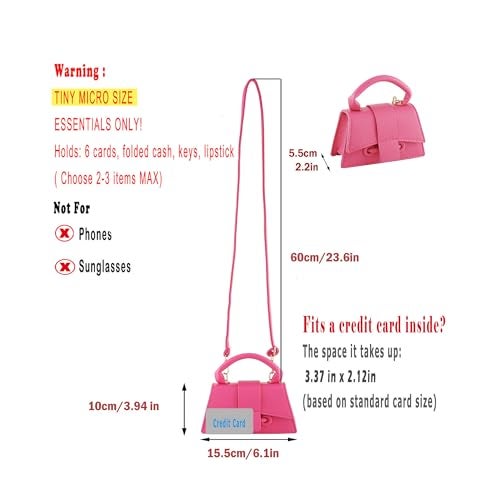 Ayliss Micro Mini Crossbody Handbag Women's Purse Clutch Cute Mini Trendy Bag Top Handle PU Leather Shoulder Bag (Pink) - Image 2