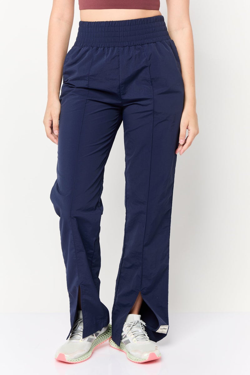 The Giving Movement Women Regular Fit Brand Logo Wide Leg Pants, Navy  - Image 1