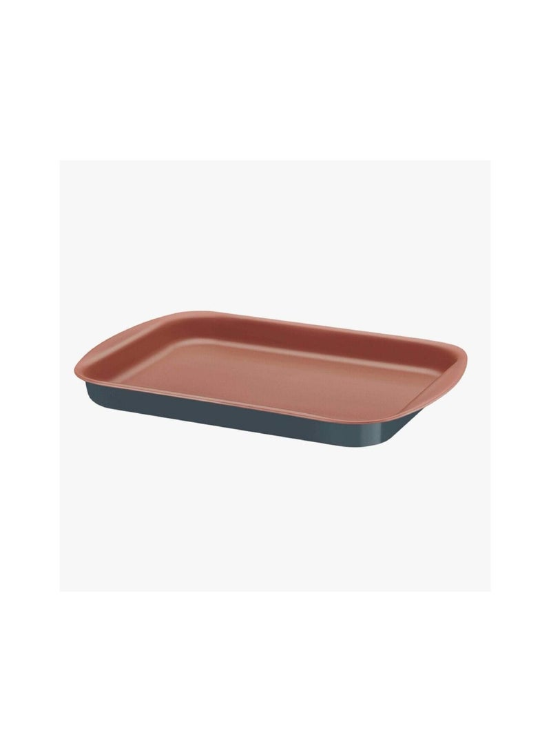 TRAMONTINA Since 1911,Made in Brazil- Bakery 34cm 2.9L Graphite Gray Aluminum Shallow Roasting Pan with Interior Copper PFOA Free Nonstick Coating