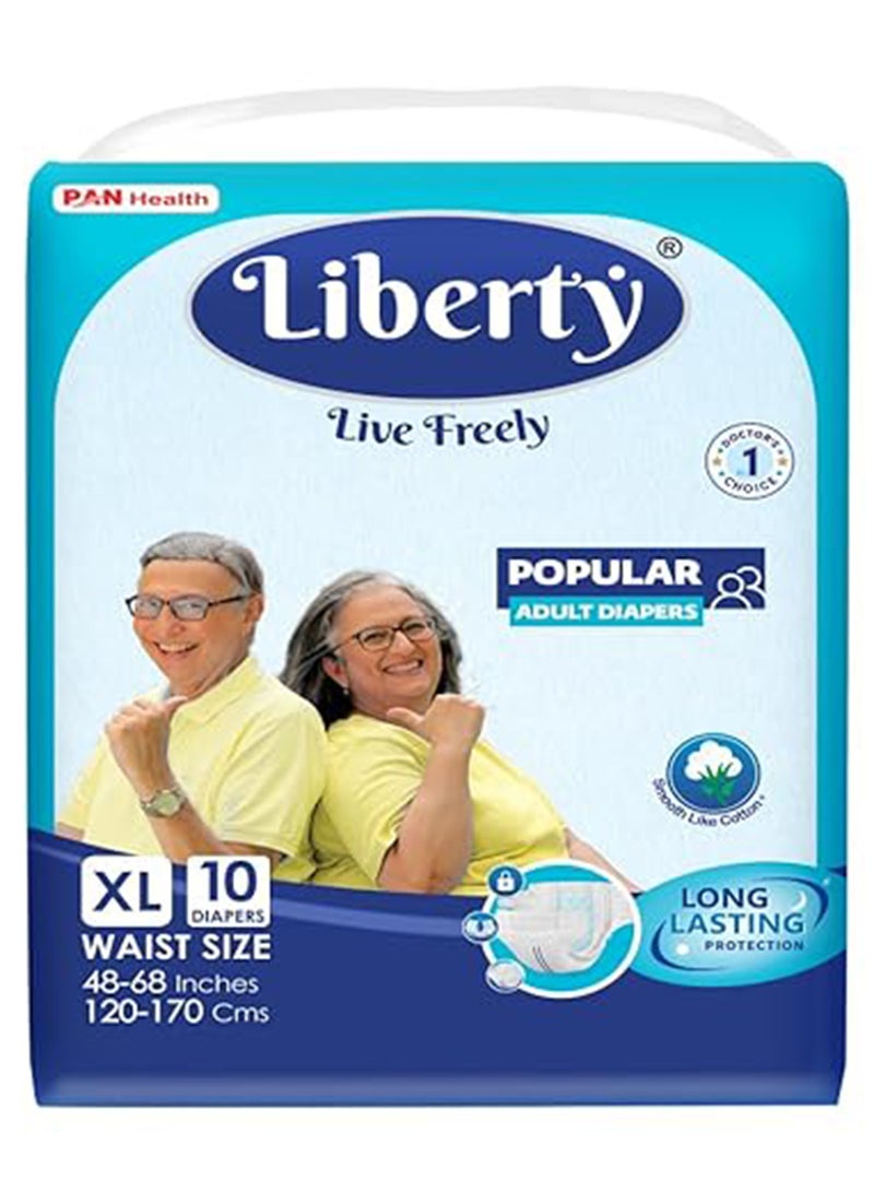 Liberty حفاضات للكبار حجم كبير جداً 10 قطع 120-170 سم 48-68 بوصة - Image 1
