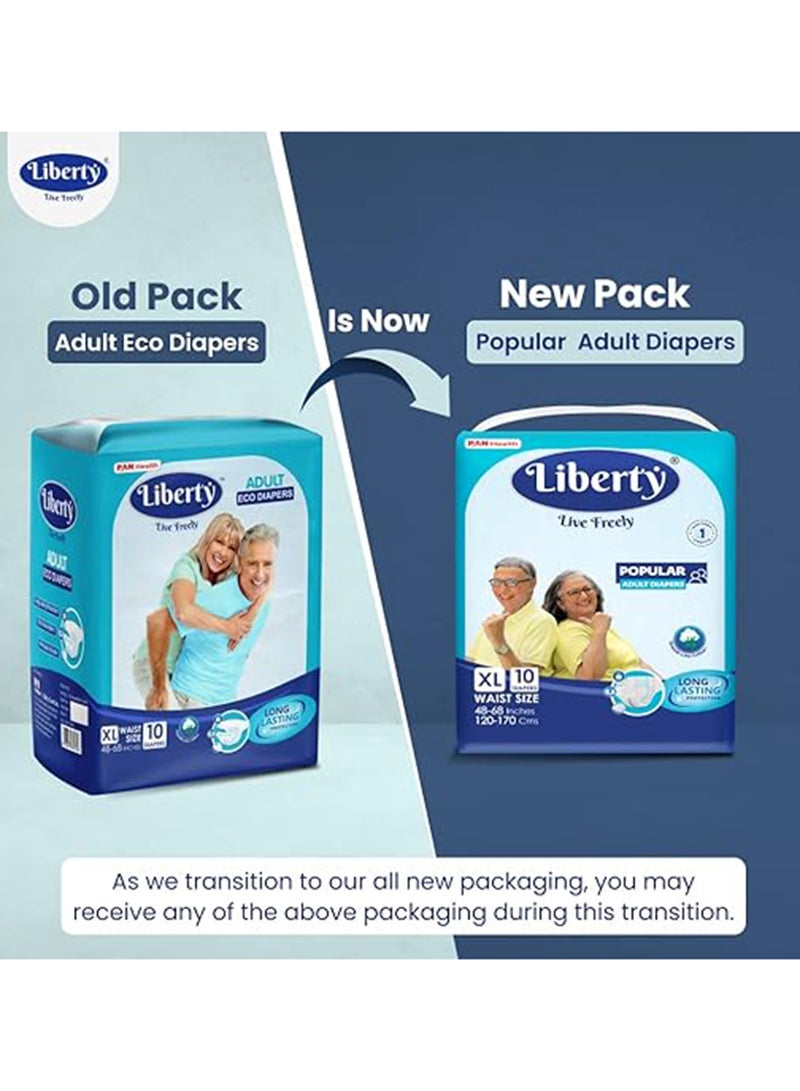 Liberty حفاضات للكبار حجم كبير جداً 10 قطع 120-170 سم 48-68 بوصة - Image 2