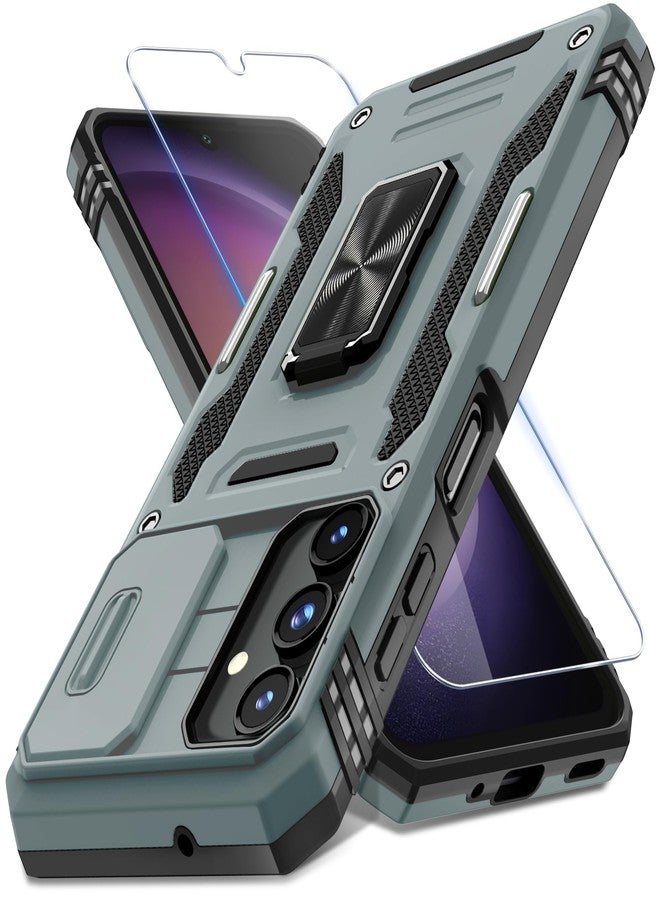 DEERLAMN Case for Samsung Galaxy A16 5G with Slide Camera Cover+Screen Protector (1 Pack), Rotated Ring Kickstand Military Grade Shockproof Protective Cover-Grey - Image 1