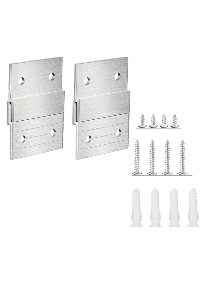 4 قطع من علاقات المعادن على شكل Z شديدة التحمل لتعليق الصور والمرايا مع مسامير - Image 2