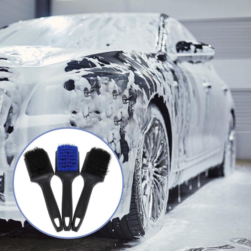 PRETYZOOM Soft Bristle Tire Cleaning Brush 3pcs (2 Black, 1 Navy) Wheel Brush for Car Washing for Automotive Tire and Rim Cleaning Car Interior and Exterior Use - Image 4