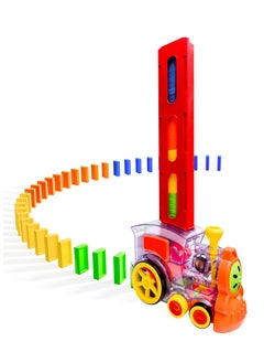 Domino Train, 80 Pcs Domino Blocks Set Plastic Kids Domino Construction 4 Color Children Creative Toy Game Educational Play