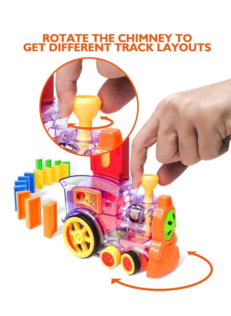 KASTWAVE - Domino Train, 80 Pcs Domino Blocks Set Plastic Kids Domino Construction 4 Color Children Creative Toy Game Educational Play - Image 1
