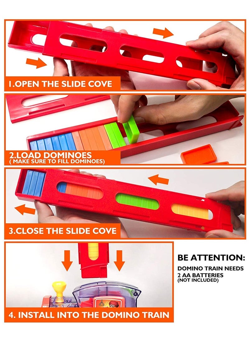 KASTWAVE - Domino Train, 80 Pcs Domino Blocks Set Plastic Kids Domino Construction 4 Color Children Creative Toy Game Educational Play - Image 1