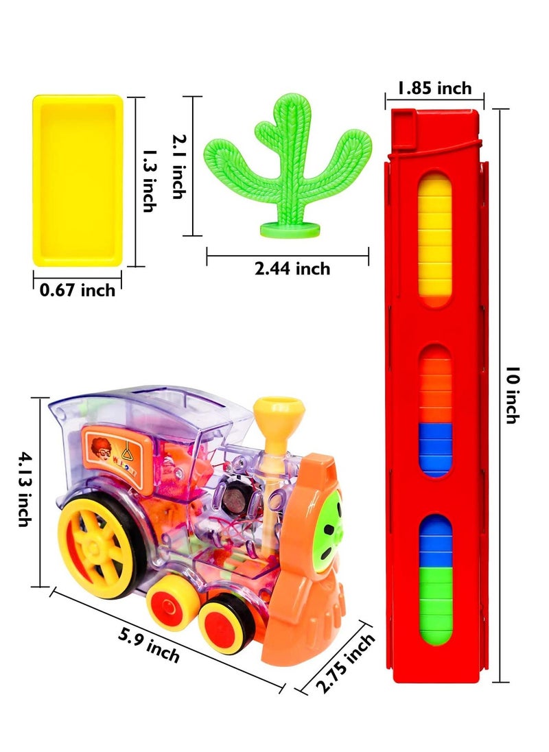 KASTWAVE - Domino Train, 80 Pcs Domino Blocks Set Plastic Kids Domino Construction 4 Color Children Creative Toy Game Educational Play - Image 1