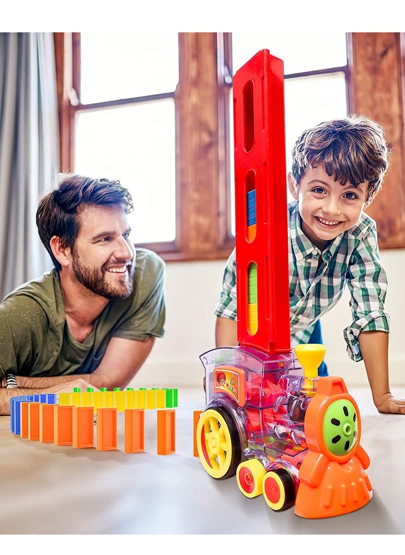 KASTWAVE - Domino Train, 80 Pcs Domino Blocks Set Plastic Kids Domino Construction 4 Color Children Creative Toy Game Educational Play - Image 1