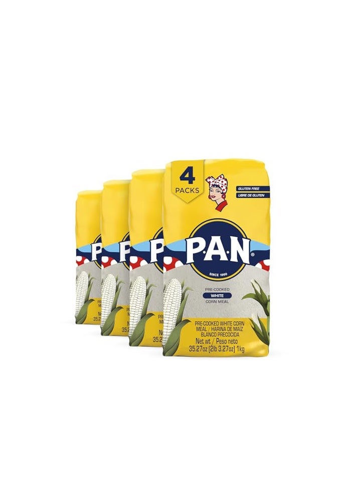 P.A.N. PAN White Corn Meal  Precooked Gluten Free and Kosher Flour for Arepas 22 lbPack of 4 - Image 1