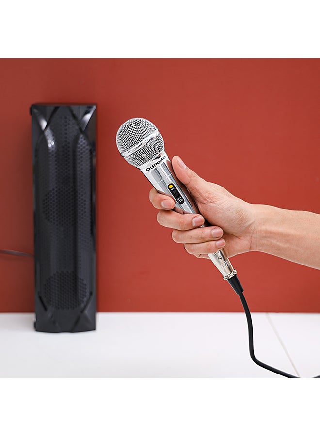Olsenmark Dynamic and Professional Wired Microphone with Metal Body, Echo, Sharp Sensitivity and Excellent Sound Quality OMMP1215 Silver/Black - Image 2