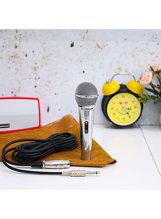 Olsenmark Dynamic and Professional Wired Microphone with Metal Body, Echo, Sharp Sensitivity and Excellent Sound Quality OMMP1215 Silver/Black - Image 4