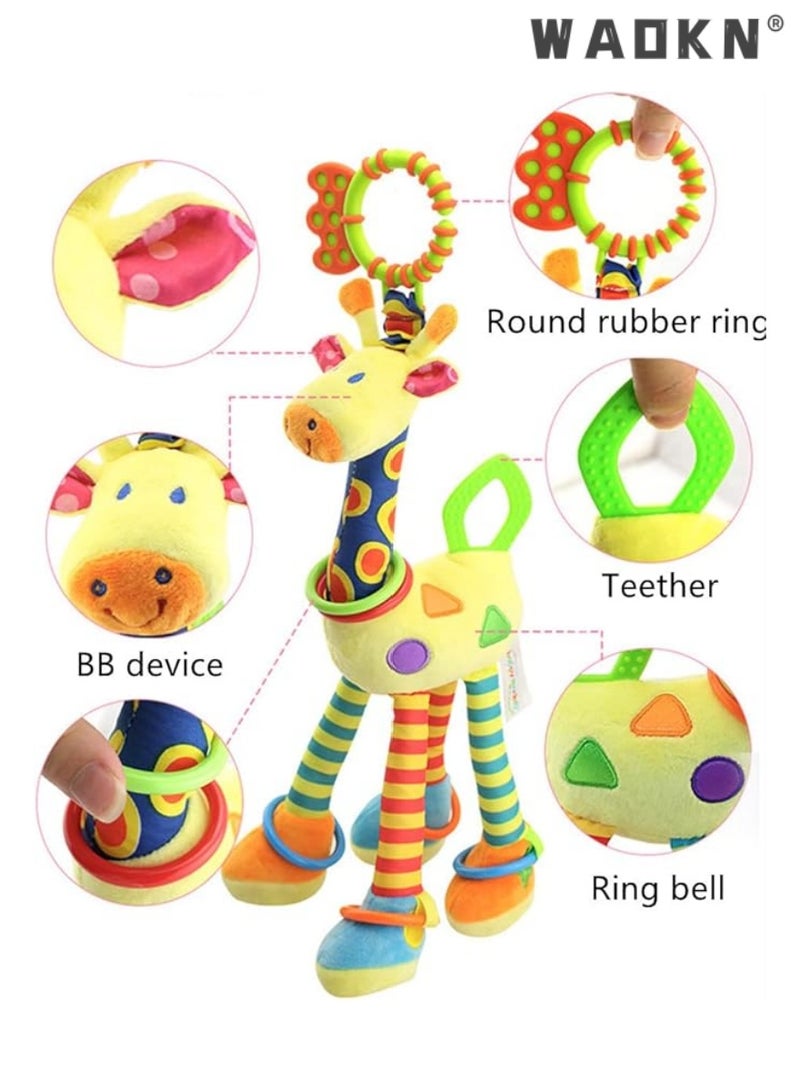 WAOKN Car Seat Toys Baby Hanging Toy with C-Clip Ring Baby Car Toys Stroller Toy with Baby Crinkle for 0, 3, 6, 9, 12 Months Newborn Boys Girls Gifts - Giraffe  - Image 4