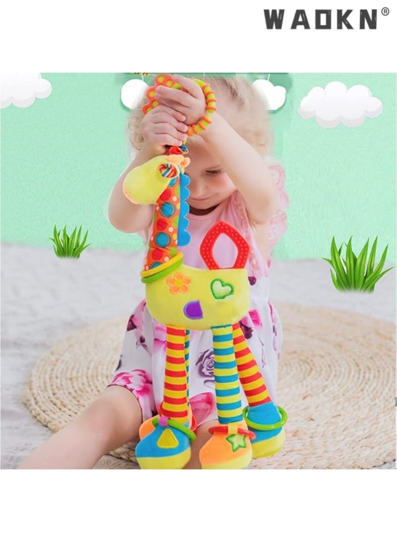 WAOKN Car Seat Toys Baby Hanging Toy with C-Clip Ring Baby Car Toys Stroller Toy with Baby Crinkle for 0, 3, 6, 9, 12 Months Newborn Boys Girls Gifts - Giraffe  - Image 2