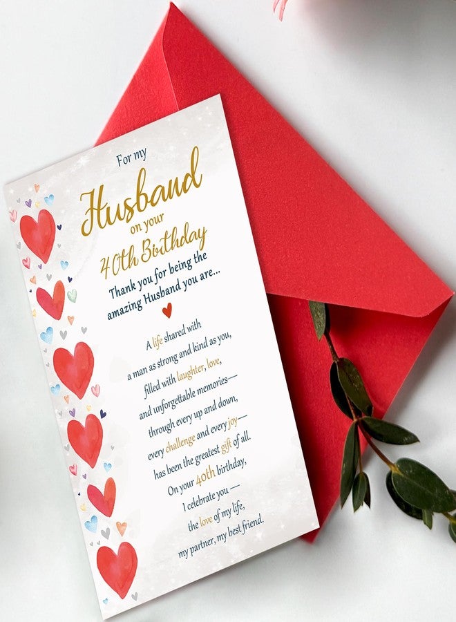 Beixian 40th Birthday Card Gifts for Husband from Wife, Happy 40th Birthday Decorations for Men-8x5.3 Inches, Double-Sided - Image 4