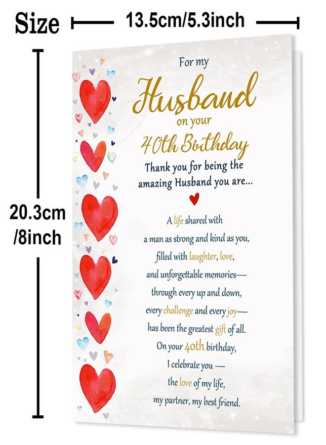 Beixian 40th Birthday Card Gifts for Husband from Wife, Happy 40th Birthday Decorations for Men-8x5.3 Inches, Double-Sided - Image 3