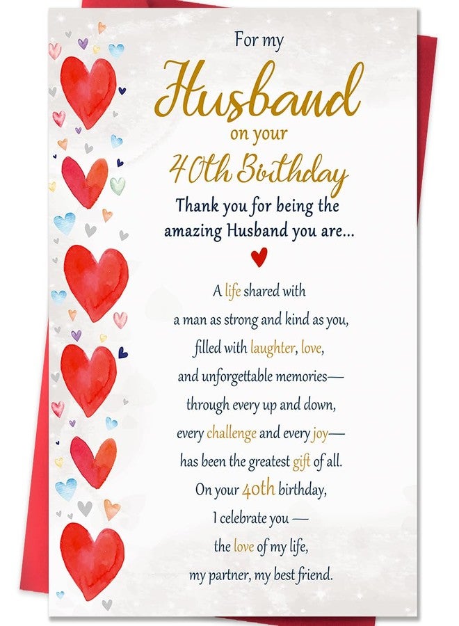 Beixian 40th Birthday Card Gifts for Husband from Wife, Happy 40th Birthday Decorations for Men-8x5.3 Inches, Double-Sided - Image 1