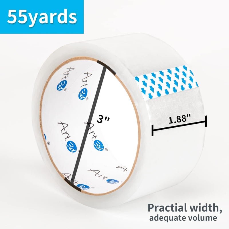 Art3d 6 Rolls Carton Sealing Tape Heavy Duty, Clear Packing Tape, 1.88" x 55 yds, 2 mil Thick - Image 2