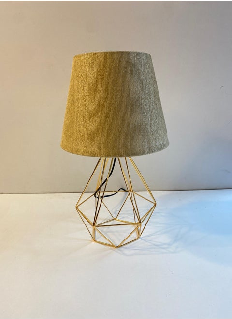 Distinctive And Elegant Table Lamp Shade With A Unique Fabric Shade And Golden Metal