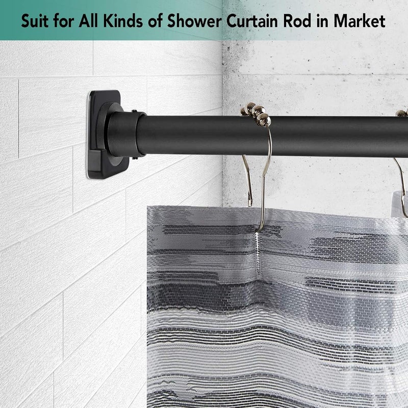 CANRAY 4 Pack Black Shower Curtain Rod Holder for Wall Mount | Adhesive Shower Rod Tension Retainer for Tile | No Drilling | Stick On | (Shower Curtain Rod Not Included) - Image 4