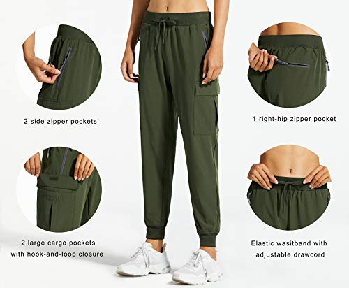 Libin Women's Cargo Joggers Lightweight Quick Dry Hiking Pants Athletic Lounge Casual Travel, Army Green L - Image 2