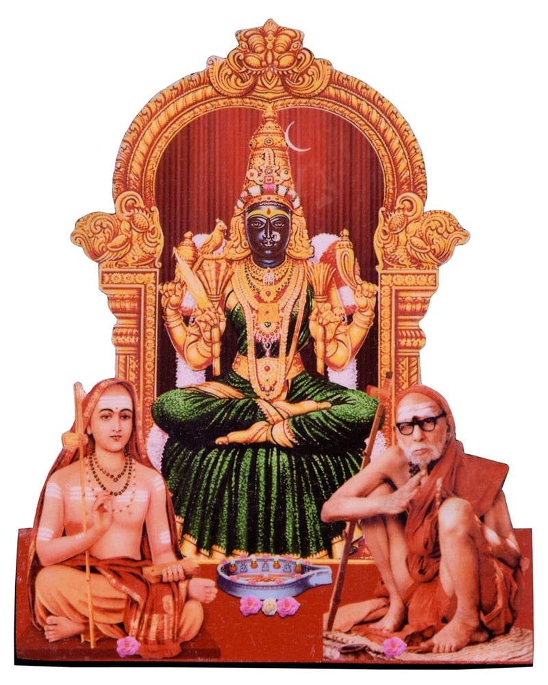 Vils Sri Kanchi Kamakshi,Adhi Sankarar,Maha Periyava Divine Holy Blessing Wood & Plastic Photo Frame Cutout with Back Stand for Pooja/Gift (6 inch X 5 inch)- Moolavar - Image 4