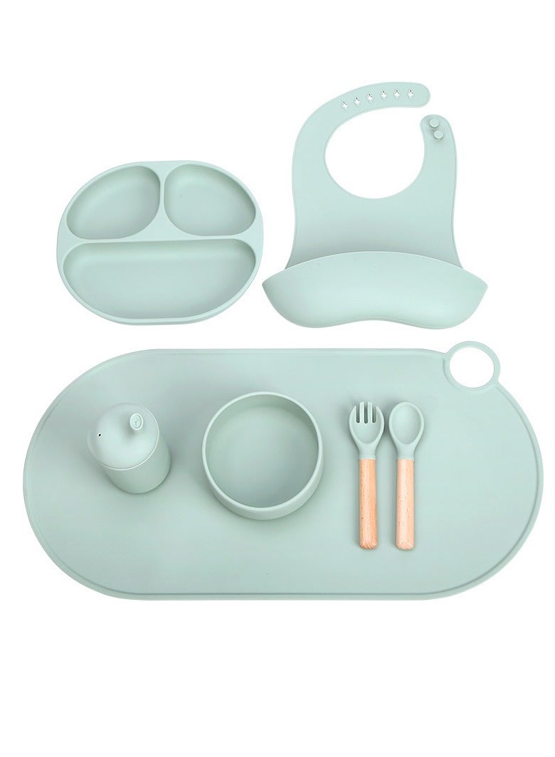 general Suitable for 0-6 years old baby silicone meal tray multi-suction cup bowl divided children feeding tableware baby separated meal tray baby food bowl set for girls and boys gift (Modi blue) - Image 1