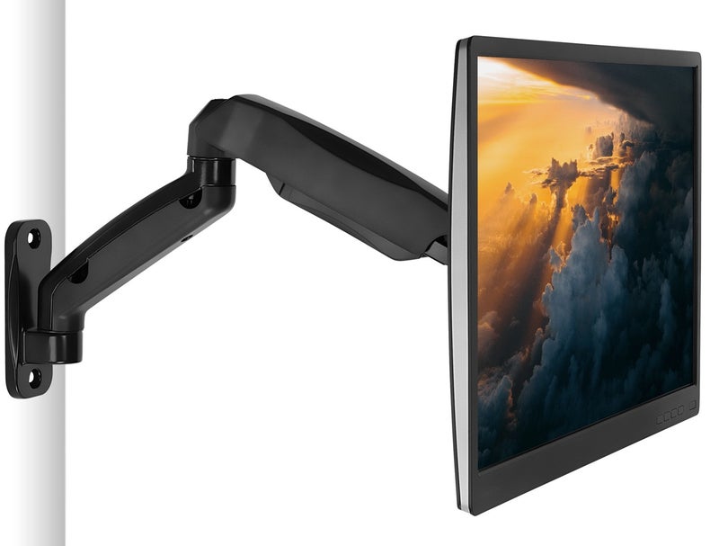 Mount-It! Monitor Wall Mount Arm, Full-Motion Gas Spring, Fits 13â€“32â€³ Screens up to 14.3 lbs, VESA 75x75 & 100x100, Tilt Swivel Rotate, Single-Stud Wall Mounted Computer Monitor Arm, RV Compatible - Image 1