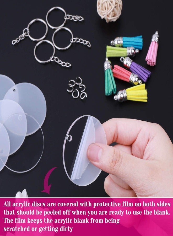 Audab 150pcs Clear Acrylic Keychain Kit - Blanks, Tassels, Clips, Rings & Jump Rings for DIY Crafting - Image 4