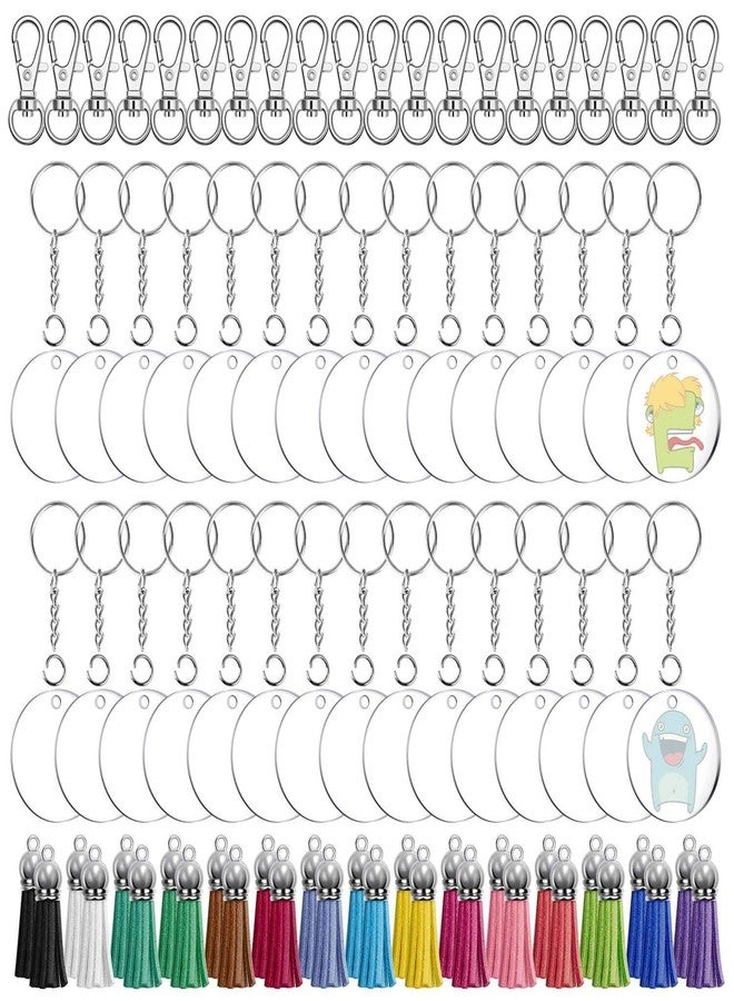 Audab 150pcs Clear Acrylic Keychain Kit - Blanks, Tassels, Clips, Rings & Jump Rings for DIY Crafting - Image 1