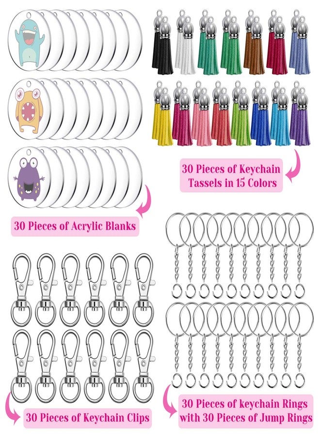 Audab 150pcs Clear Acrylic Keychain Kit - Blanks, Tassels, Clips, Rings & Jump Rings for DIY Crafting - Image 3