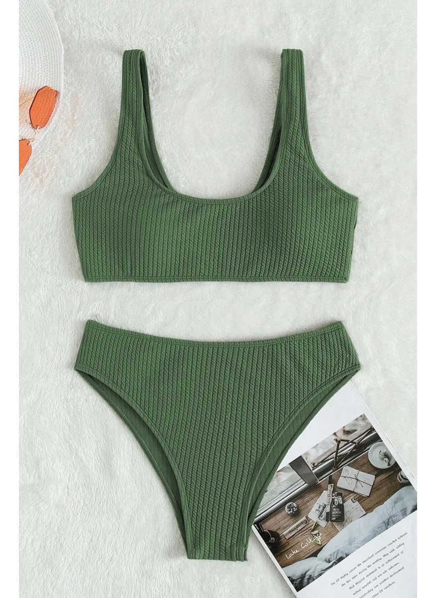Angelsin Special Twill Tankini Bikini Top