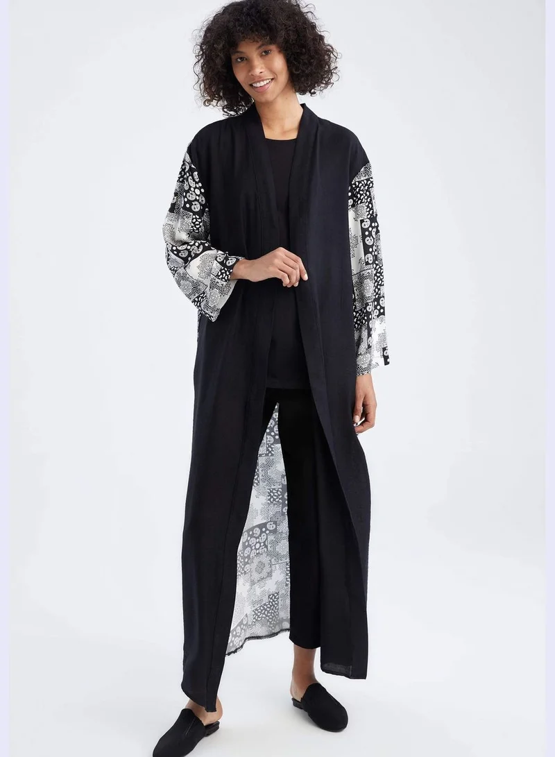 DeFacto Long Sleeve Ethnic Print Maxi Dress