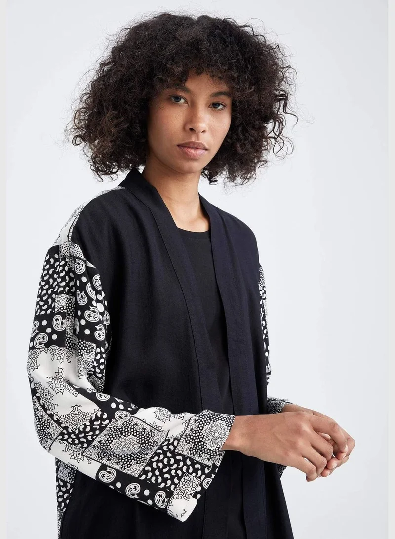 DeFacto Long Sleeve Ethnic Print Maxi Dress