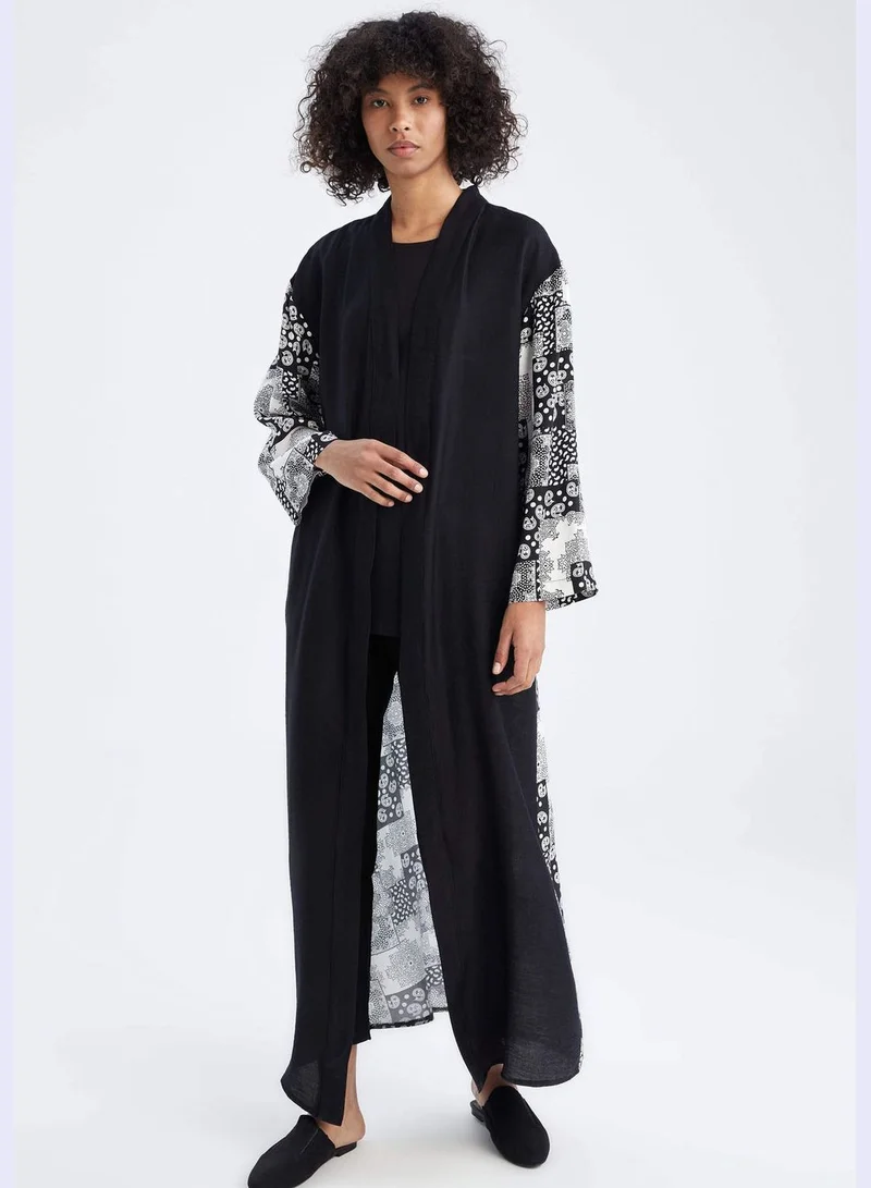 DeFacto Long Sleeve Ethnic Print Maxi Dress