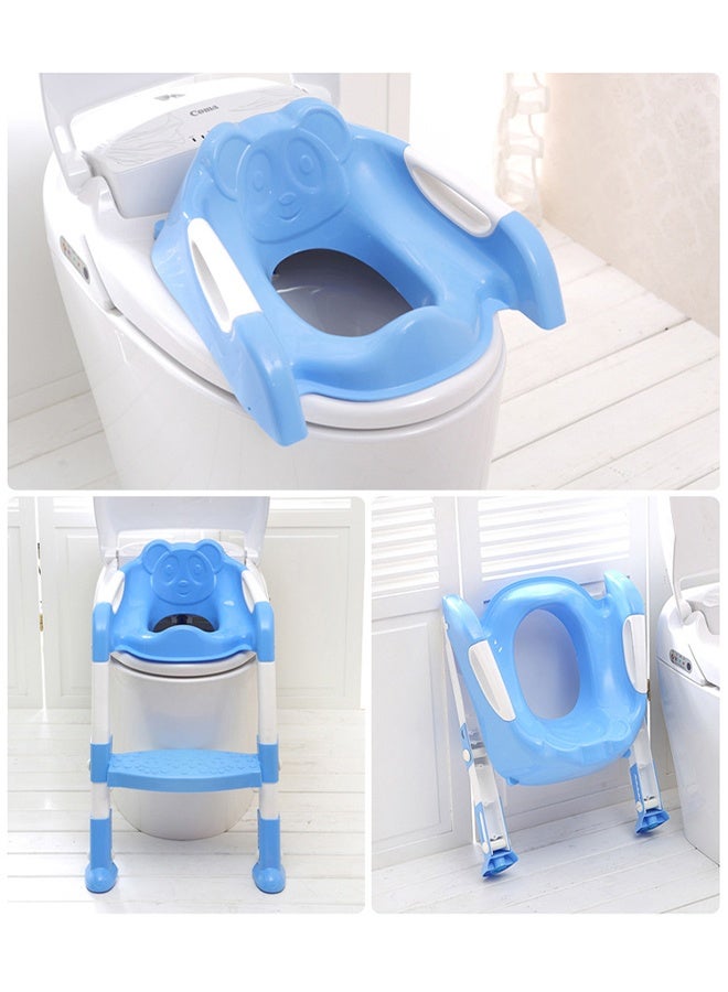 DUNISO Potty Training Seat with Step，Adjustable Potty Training Toilet Seat with Pedal and Handle，Anti-Slip，Lightweight，for Boys Girls，Blue - Image 4