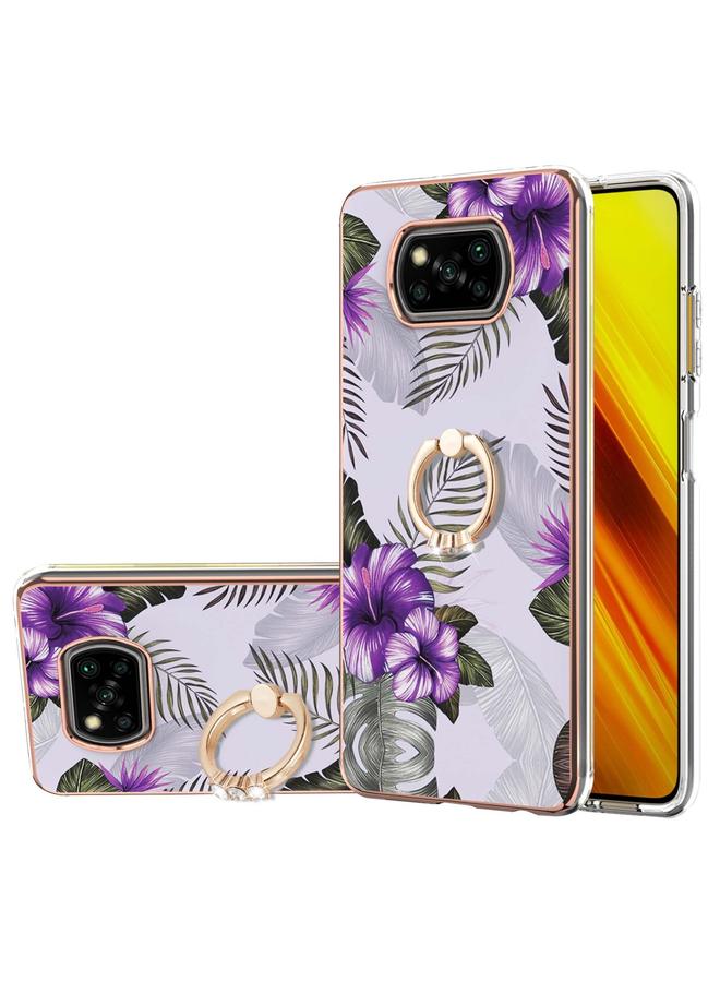 إيروريكس جراب لهاتف Xiaomi Poco X3 NFC بنمط طلاء كهربائي IMD TPU مقاوم للصدمات مع حامل حلقي من حجر الراين - Image 1