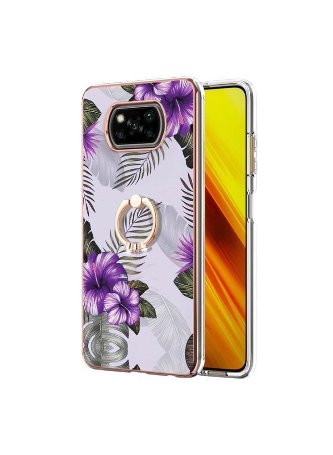 إيروريكس جراب لهاتف Xiaomi Poco X3 NFC بنمط طلاء كهربائي IMD TPU مقاوم للصدمات مع حامل حلقي من حجر الراين - Image 2