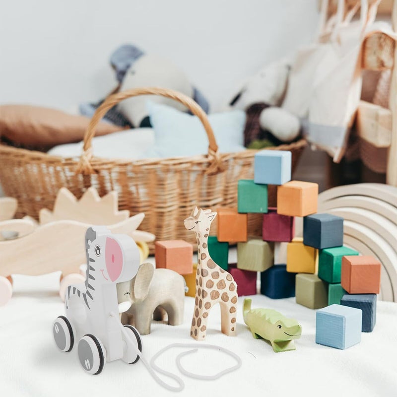 Wooden Zebra Cartoon Animal Pull Along Toy For Safe Educational Walking Fun - Image 4