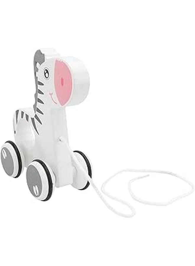 Wooden Zebra Cartoon Animal Pull Along Toy For Safe Educational Walking Fun - Image 1