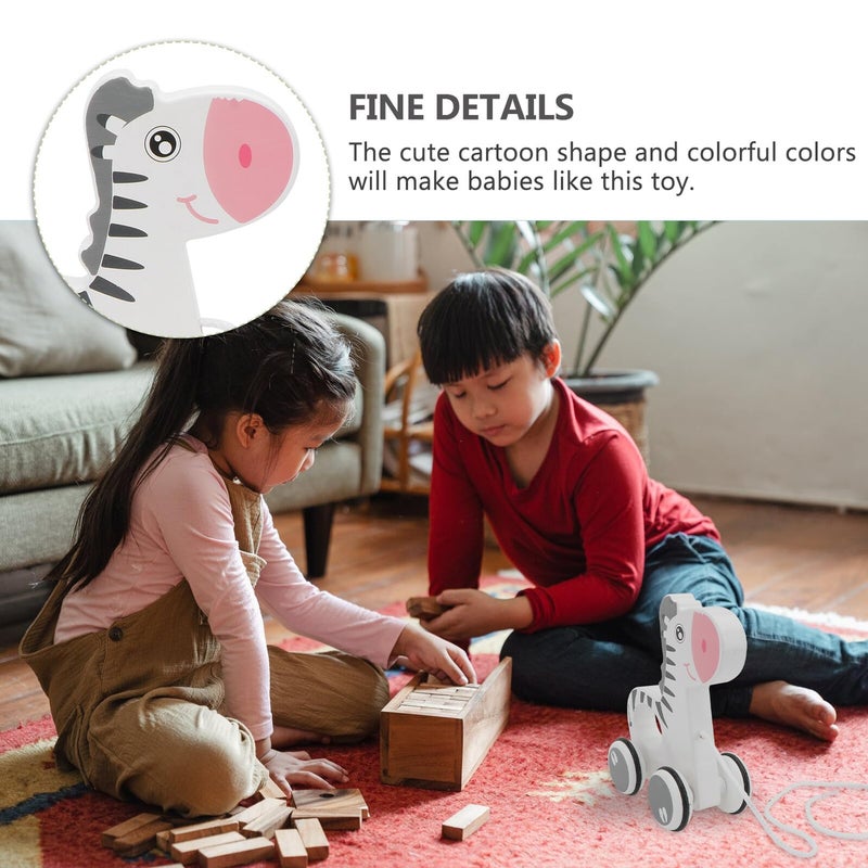 Wooden Zebra Cartoon Animal Pull Along Toy For Safe Educational Walking Fun - Image 5