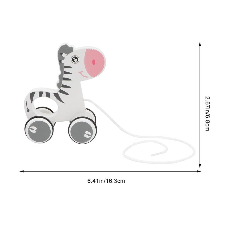 Wooden Zebra Cartoon Animal Pull Along Toy For Safe Educational Walking Fun - Image 3