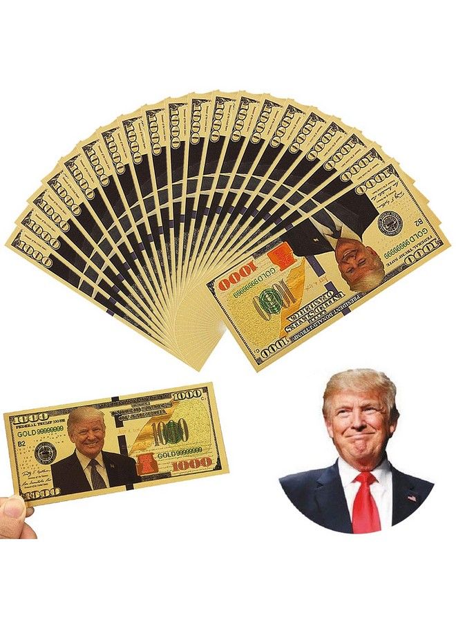 PartyYeah Donald Trump 1000 Dollar Bill Banknote One Thousand 24K Gold Coated Donald Trump Legacy Limited Edition Million Dollar Bill Great Gift For Coin Currency Collectors And Republican (100 Pack) - Image 4