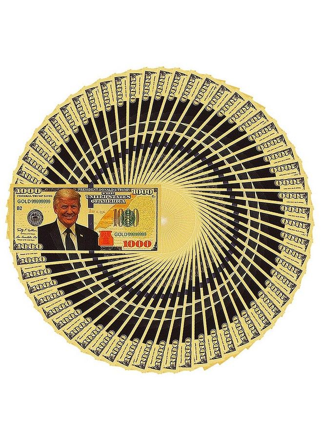 PartyYeah Donald Trump 1000 Dollar Bill Banknote One Thousand 24K Gold Coated Donald Trump Legacy Limited Edition Million Dollar Bill Great Gift For Coin Currency Collectors And Republican (100 Pack) - Image 2